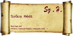 Szűcs Hédi névjegykártya
